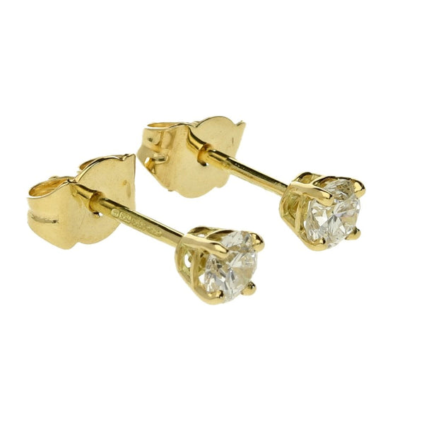 18ct Yellow Gold Single Stone Ladies Earrings