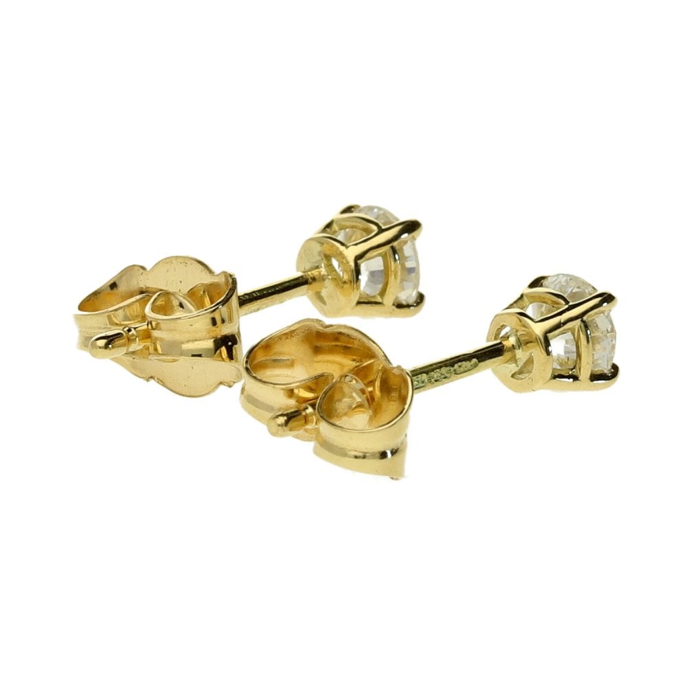 18ct Yellow Gold Single Stone Ladies Earrings