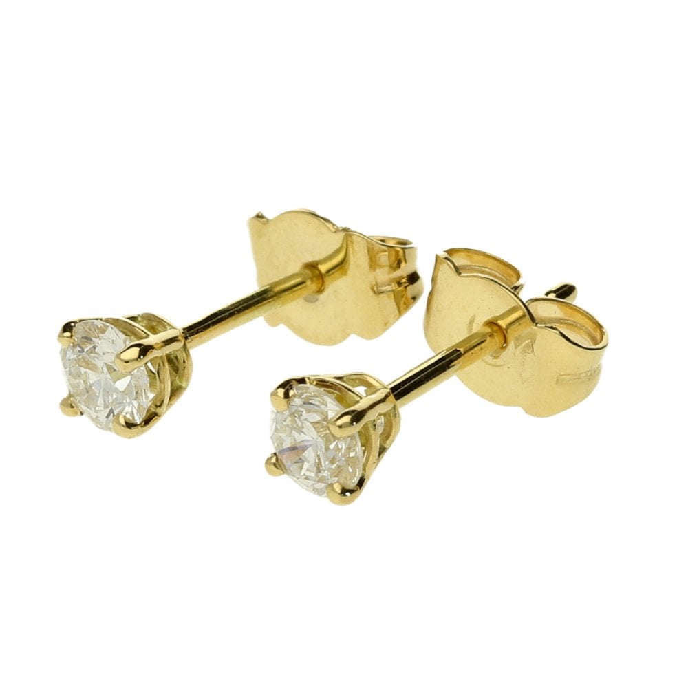 18ct Yellow Gold Single Stone Ladies Earrings
