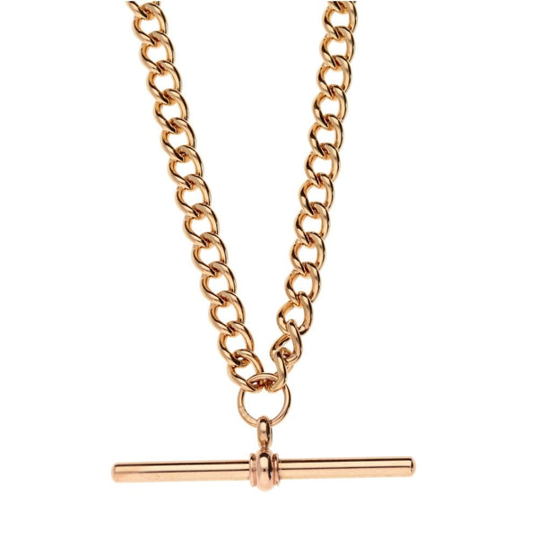 Rose Gold 9ct Double Albert Chain & T-Bar Pendant