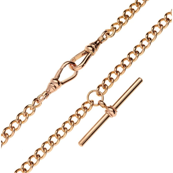 Rose Gold 9ct Double Albert Chain & T-Bar Pendant