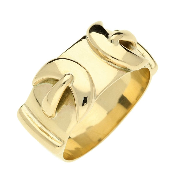 9ct Yellow Gold Gents Buckle Ring- Size X½