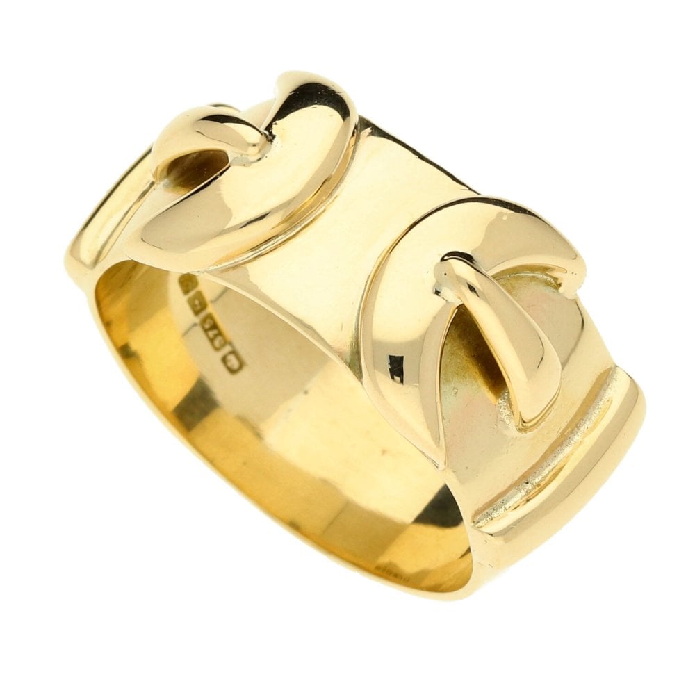 9ct Yellow Gold Gents Buckle Ring- Size X½