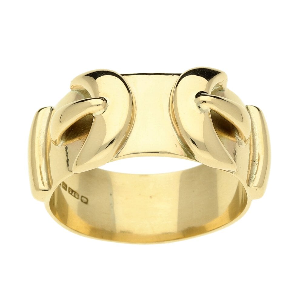 9ct Yellow Gold Gents Buckle Ring- Size X½