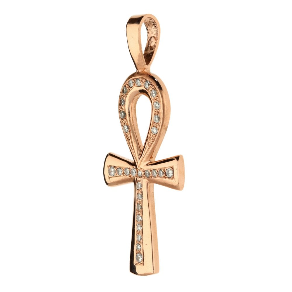 9ct Rose Gold CZ Ladies Cross -11.5g