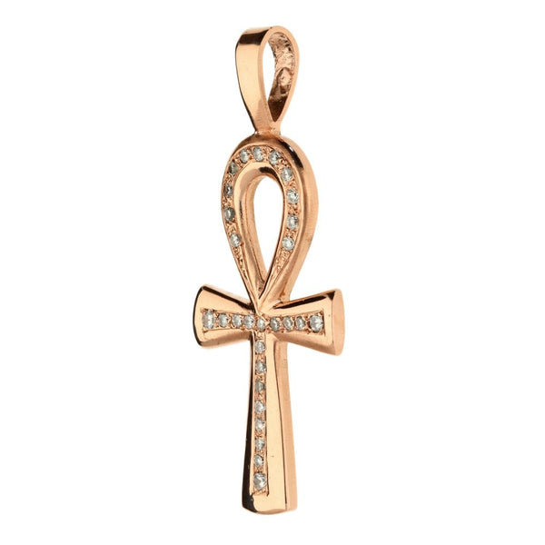 9ct Rose Gold CZ Ladies Cross -11.5g
