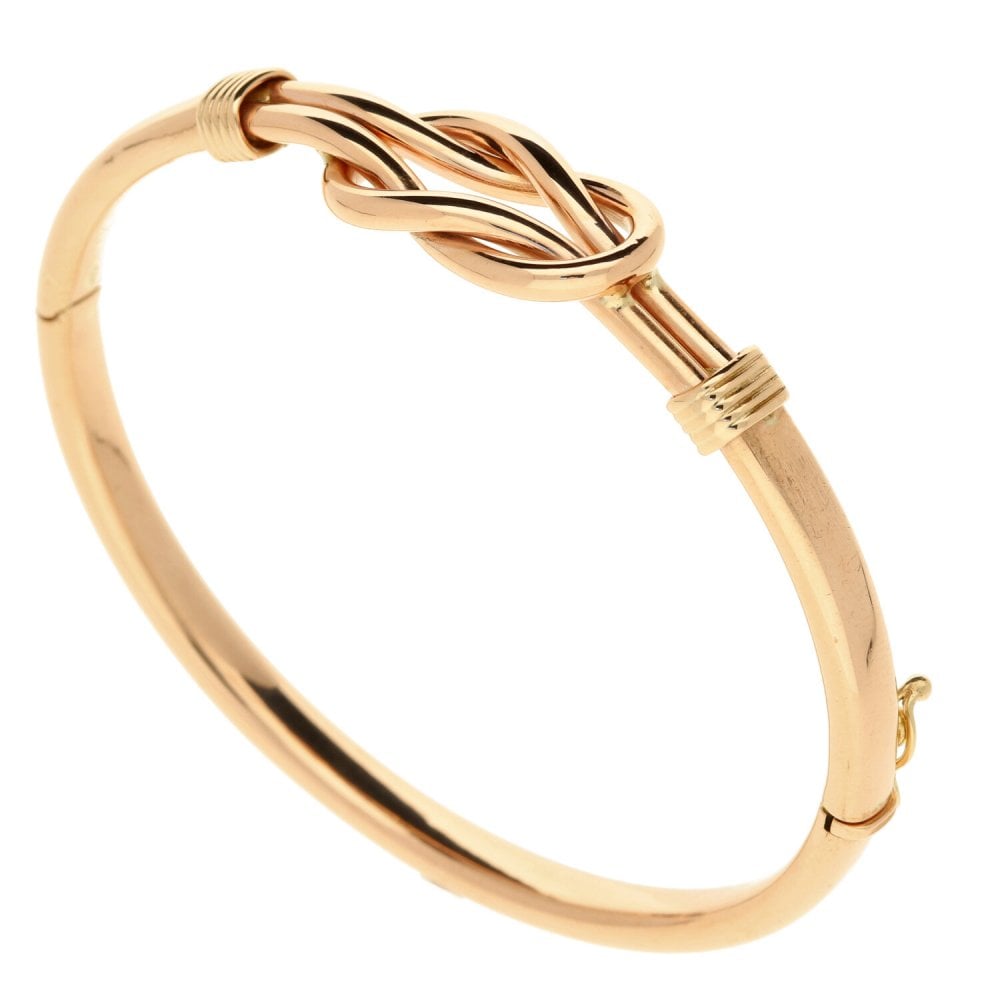 9ct Rose Gold Ladies Hollow Knot Bangle