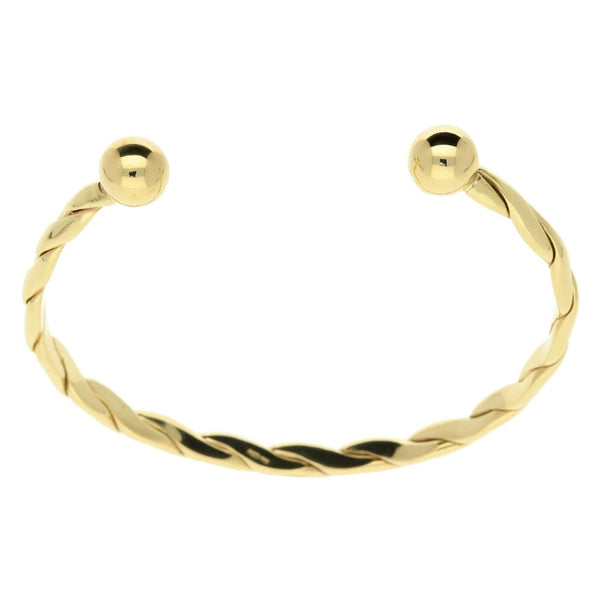 9ct Yellow Gold Ladies Twist Torque Bangle- 18cm