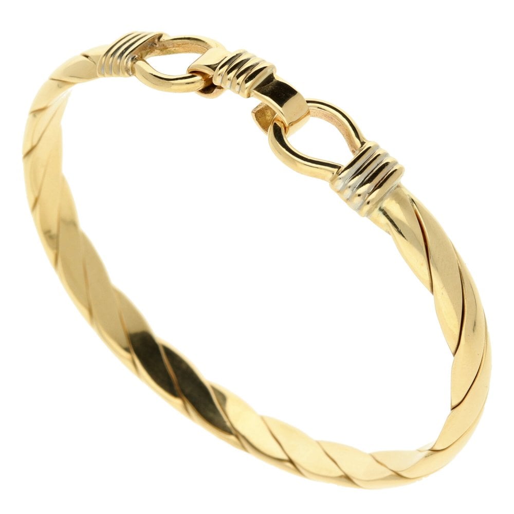 9ct Yellow Gold Ladies Twist Bangle & Hook fastener