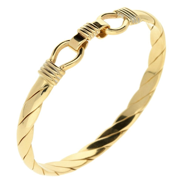 9ct Yellow Gold Ladies Twist Bangle & Hook fastener