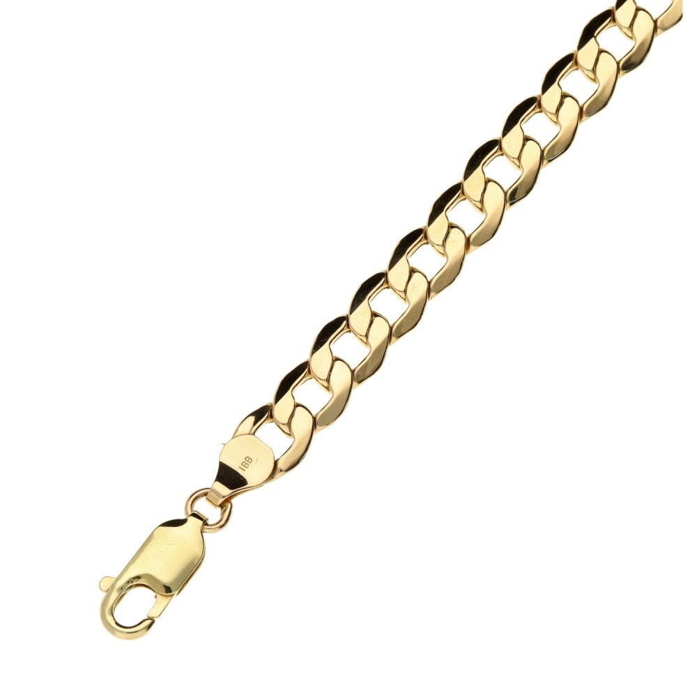 9ct Yellow Gold Gents Curb Bracelet  8.5"
