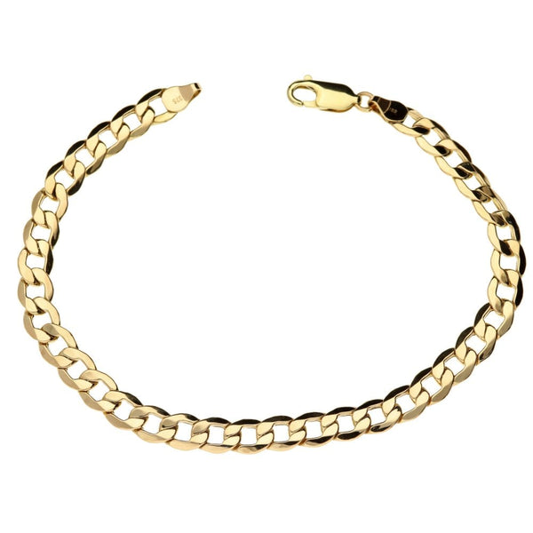 9ct Yellow Gold Gents Curb Bracelet  8.5"