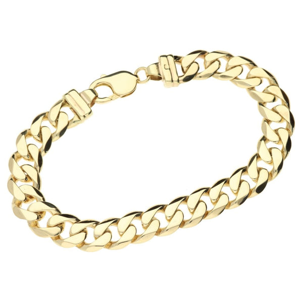 9ct Yellow Gold Gents Curb Bracelet - 9" - 44.9g