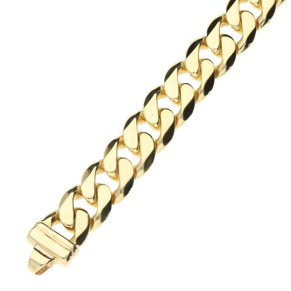 9ct Yellow Gold Gents Curb Bracelet - 9" - 44.9g
