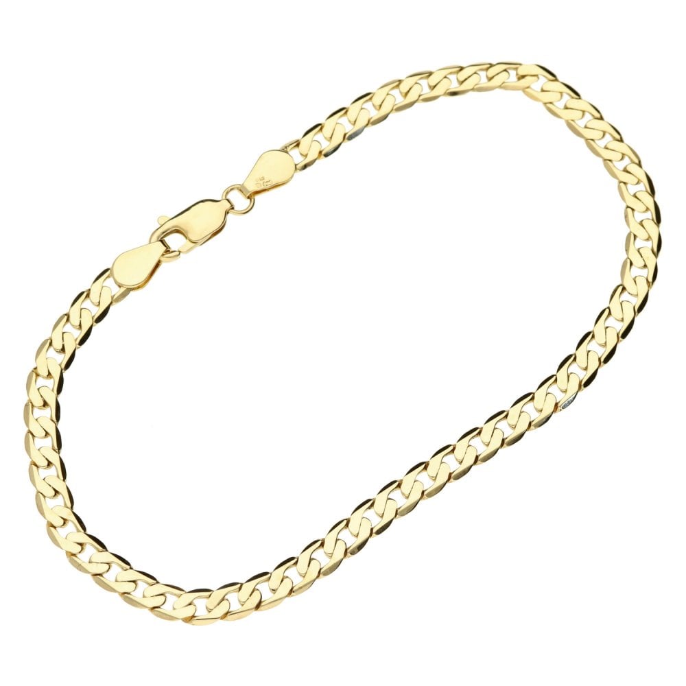 9ct Yellow Gold Ladies Curb Bracelet -7 1/2 inches