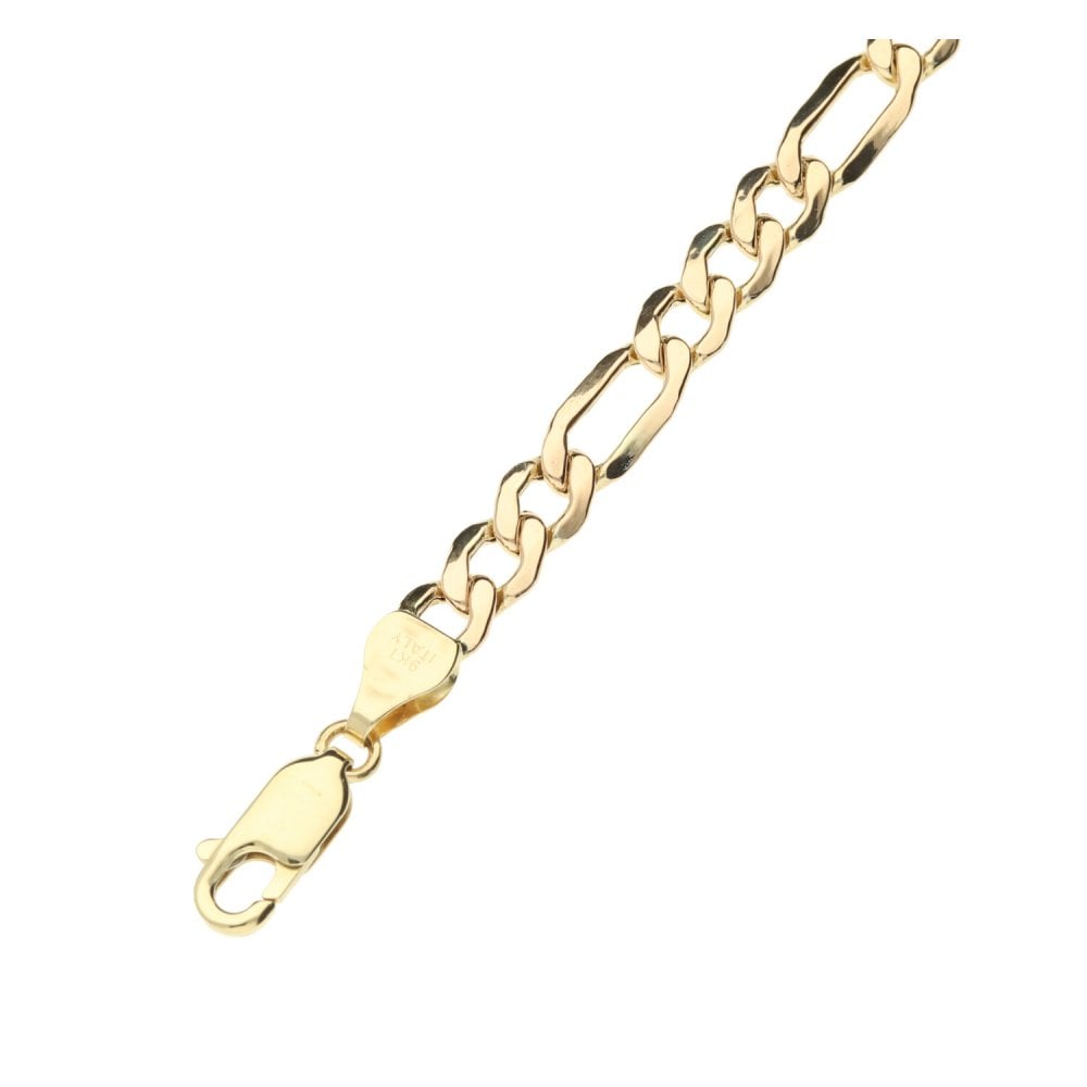 9ct Yellow Gold Ladies Figaro Bracelet- 7.5"