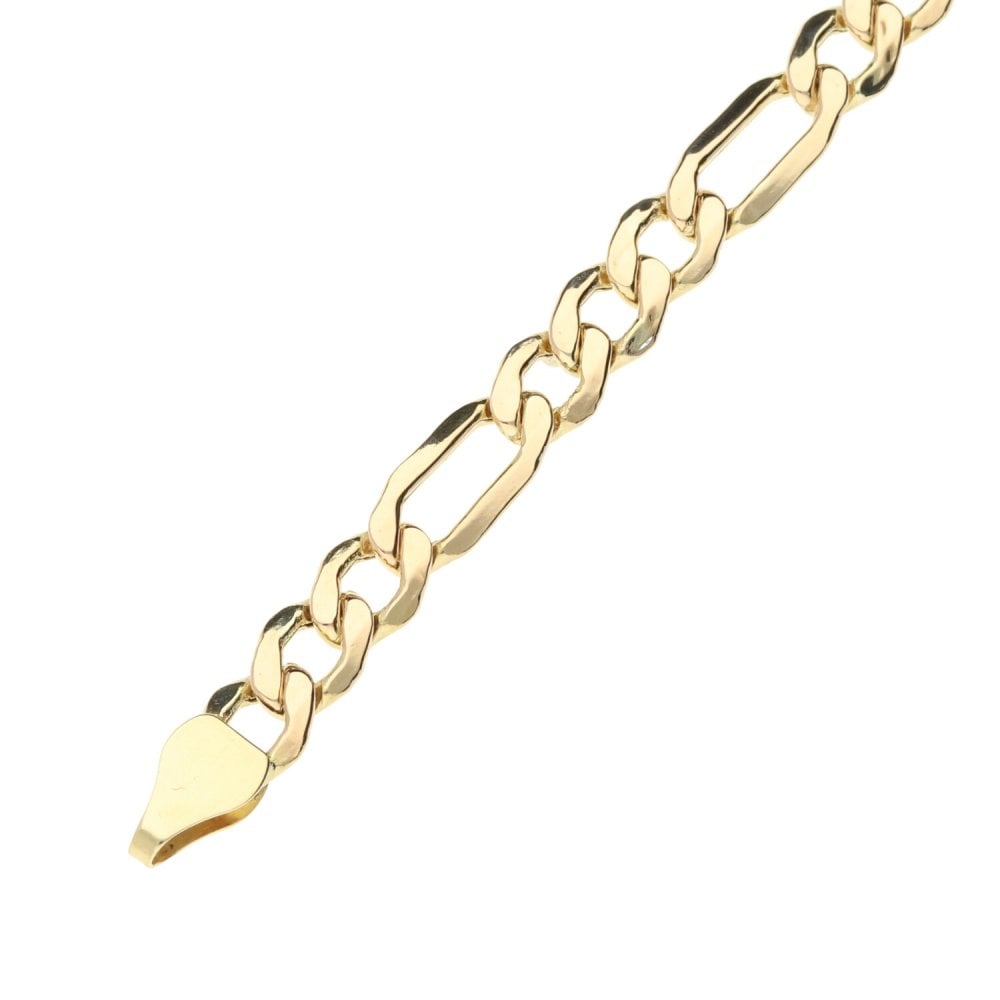 9ct Yellow Gold Ladies Figaro Bracelet- 7.5"