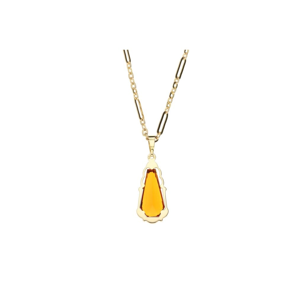 9ct Yellow Gold Ladies Fancy Link Chain & Orange Stone