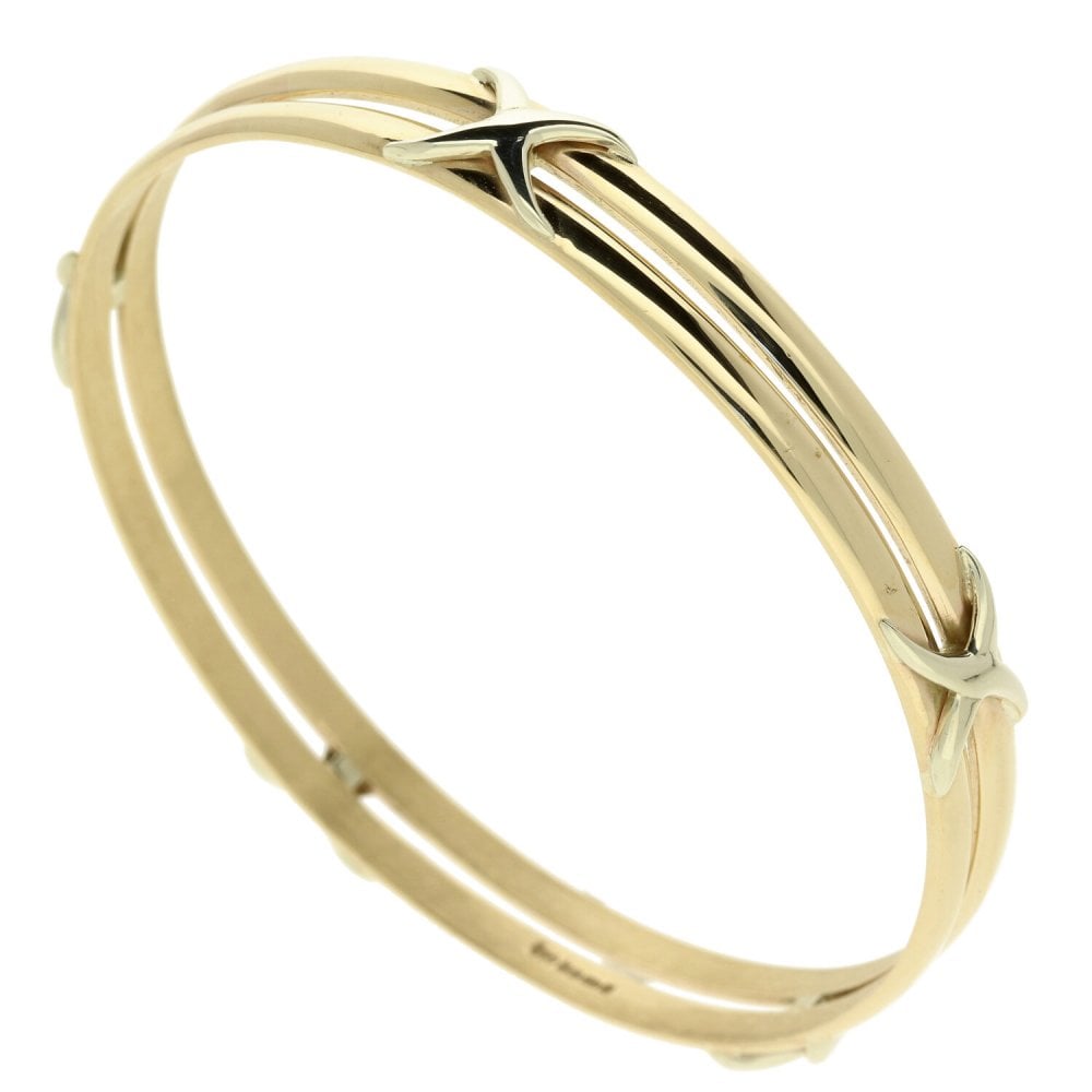 9ct Yellow Gold Double Row Bangle
