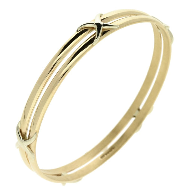 9ct Yellow Gold Double Row Bangle
