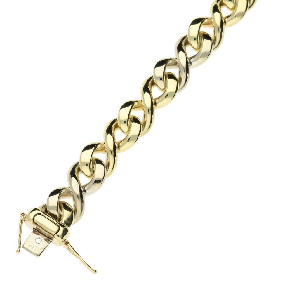 9ct Yellow Gold Twist Curb Chain Bracelet - 7" - 43.9g