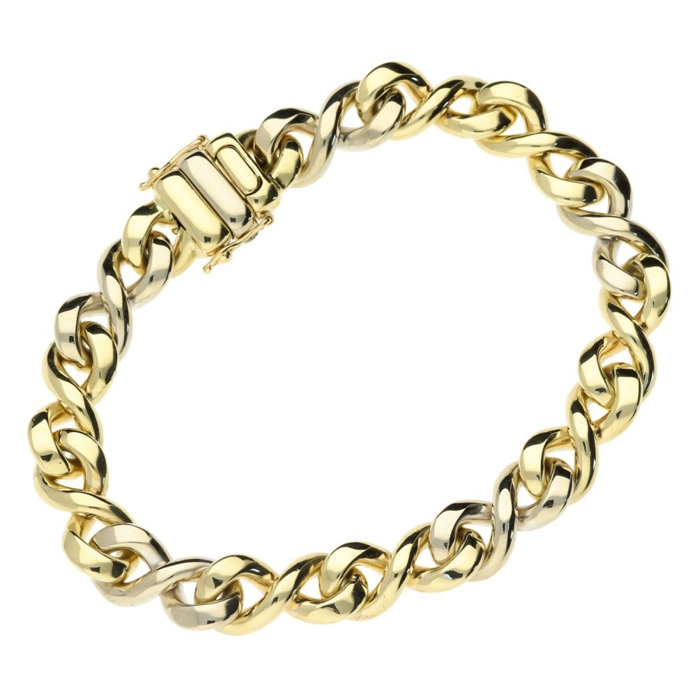 9ct Yellow Gold Twist Curb Chain Bracelet - 7" - 43.9g
