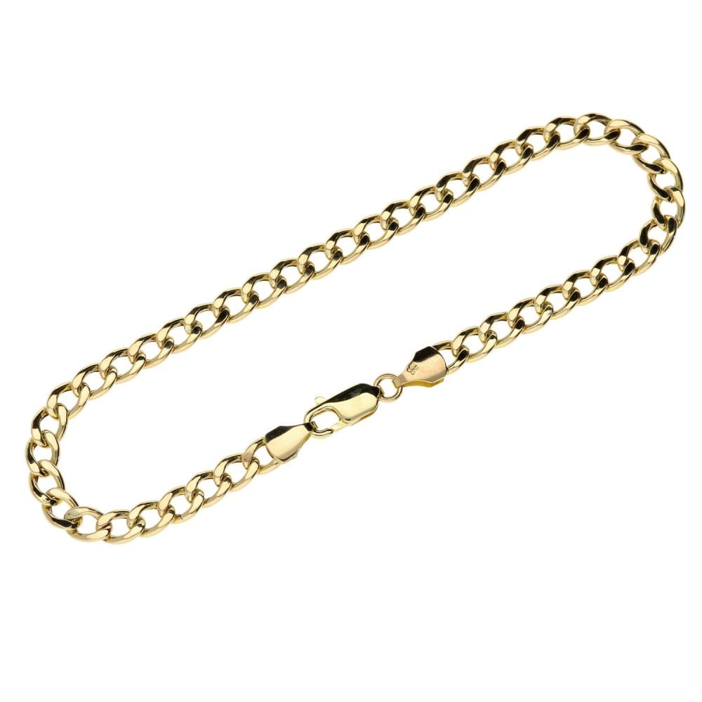 9ct Yellow Gold Hollow Curb Bracelet -8"