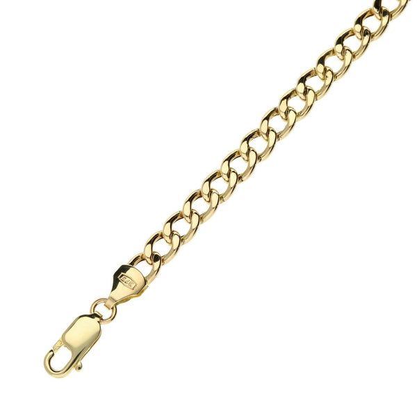 9ct Yellow Gold Hollow Curb Bracelet -8"