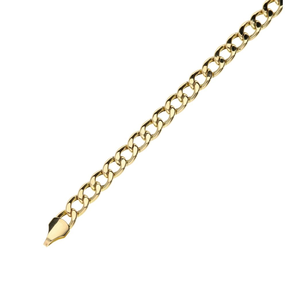 9ct Yellow Gold Hollow Curb Bracelet -8"