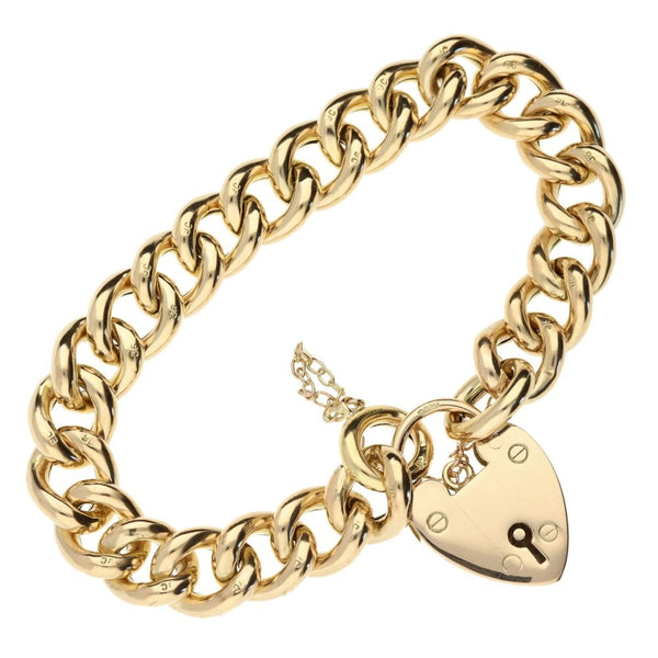 9ct Yellow Gold Ladies Hollow Curb Charm Bracelet-7"