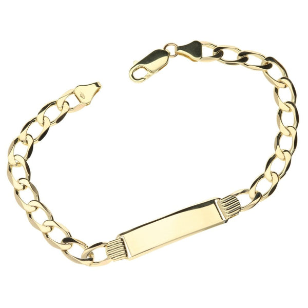 9ct Yellow Gold Gents Curb ID Bracelet -8"
