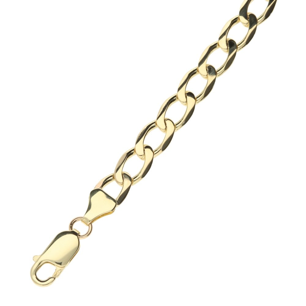 9ct Yellow Gold Gents Curb ID Bracelet -8"