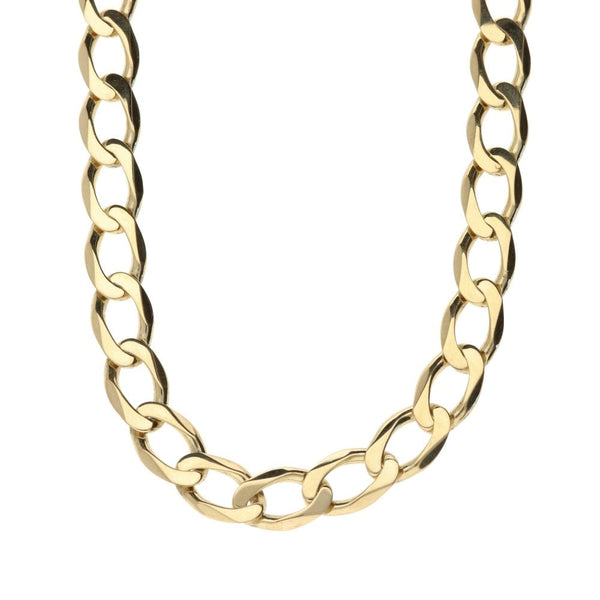 9ct Yellow Gold Gents Curb Chain - 18" - 22.7g