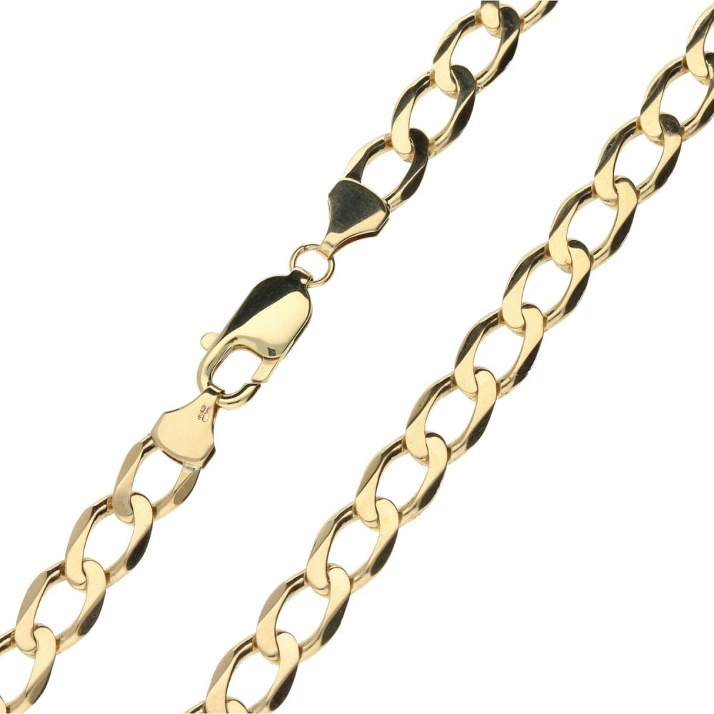 9ct Yellow Gold Gents Curb Chain - 18" - 22.7g