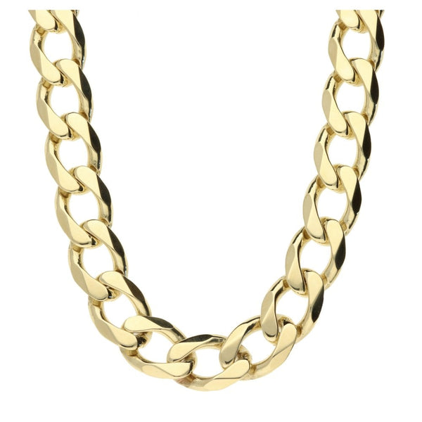 9ct Yellow Gold Gents Heavy Curb Chain - 22"