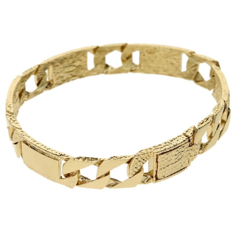 9ct Yellow Gold Bark Curb Bracelet