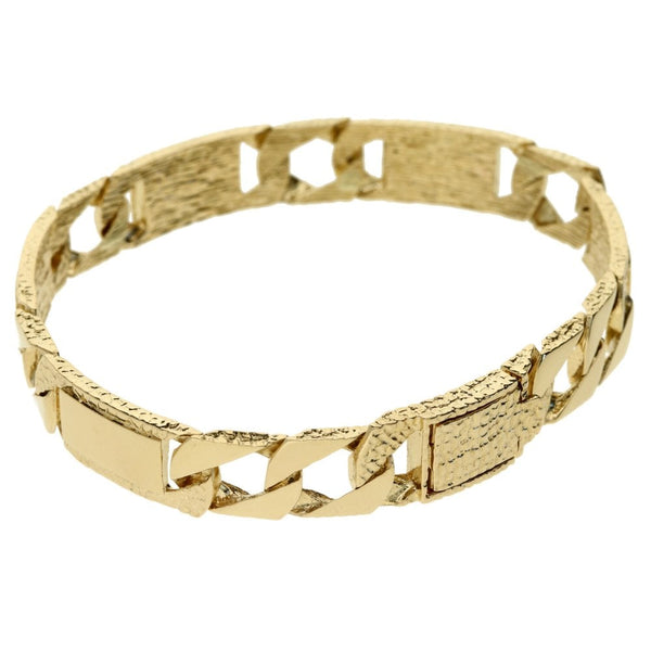 9ct Yellow Gold Bark Curb Bracelet