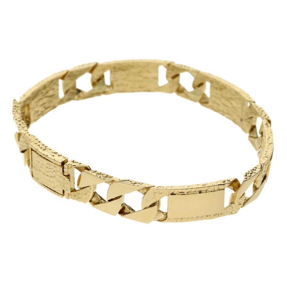 9ct Yellow Gold Bark Curb Bracelet