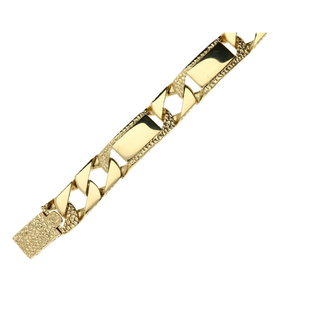 9ct Yellow Gold Bark Curb Bracelet