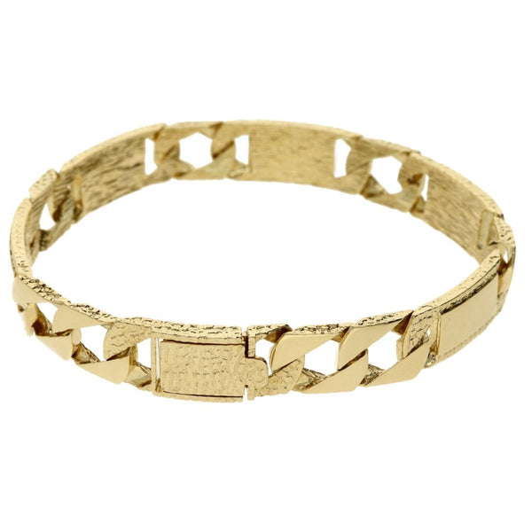 9ct Yellow Gold Bark Curb Bracelet