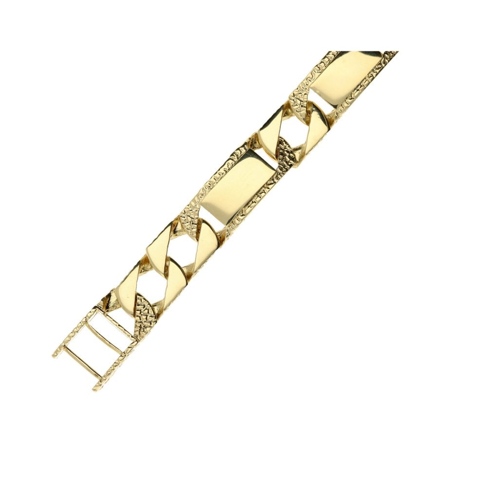 9ct Yellow Gold Bark Curb Bracelet