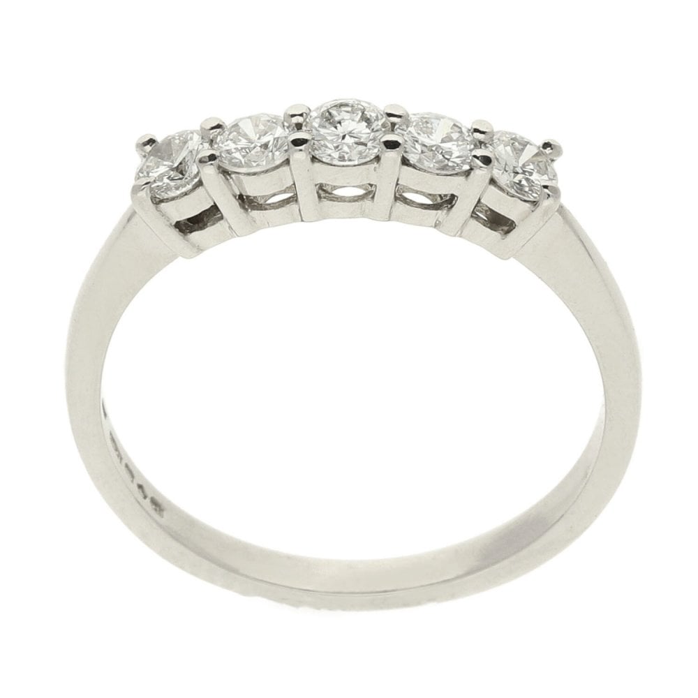 Platinum Five Stone Diamond Half Eternity Ring- Size M