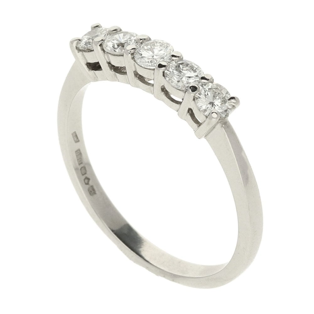 Platinum Five Stone Diamond Half Eternity Ring- Size M