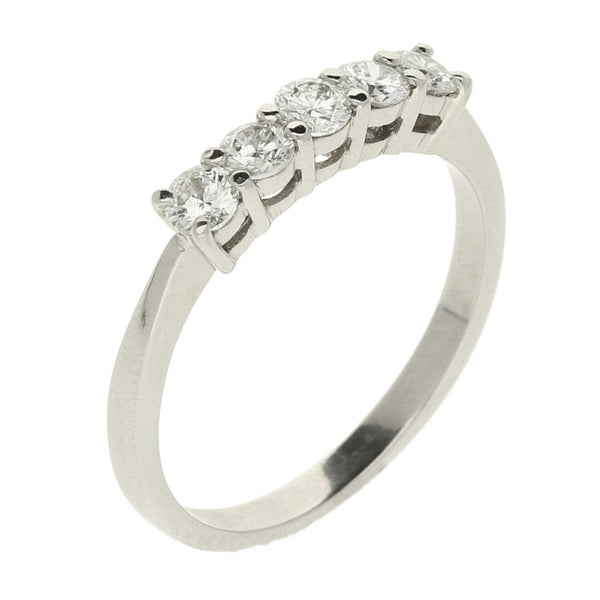 Platinum Five Stone Diamond Half Eternity Ring- Size M