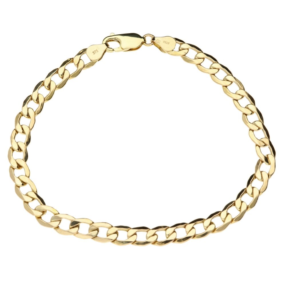 9ct Yellow Gold Ladies Curb Bracelet-8"