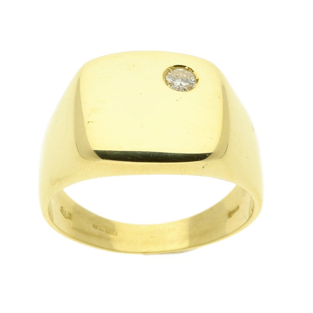 18ct Yellow Gold Diamond Signet Ring