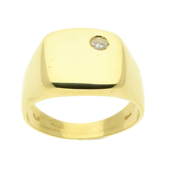 18ct Yellow Gold Diamond Signet Ring