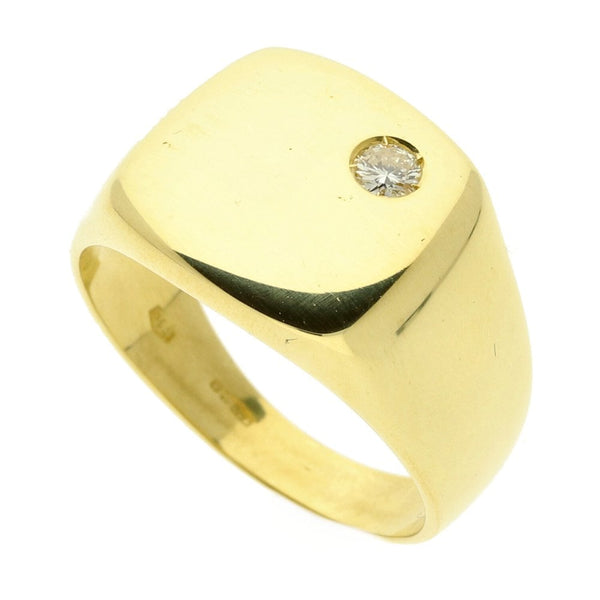 18ct Yellow Gold Diamond Signet Ring
