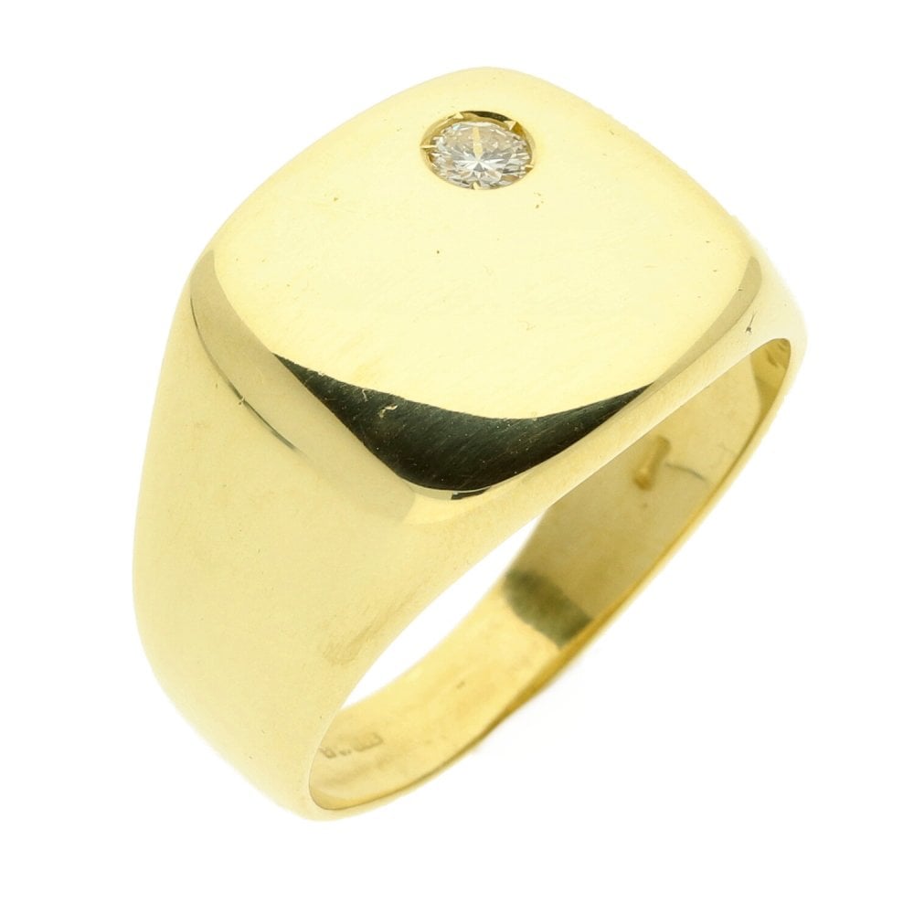 18ct Yellow Gold Diamond Signet Ring