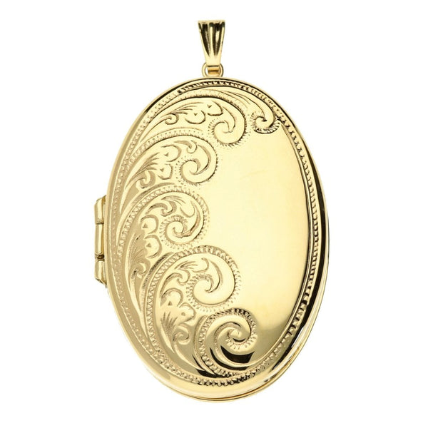9ct Yellow Gold Large Patterned Locket - 7.00g